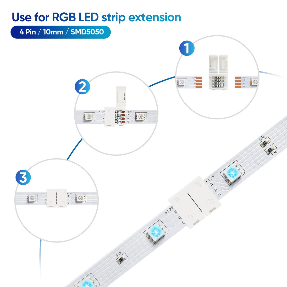 1, 2, 5,15 M...LED Bande Lumière 5050 RGB LED Strip Light Ruban Kit Complet 12V - Foto 6