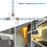 20pcs LED Strip Connectors Set with 8pcs T-Shape PCB Board for Non-Waterproof 10mm 4 Pin RGB LED Strip